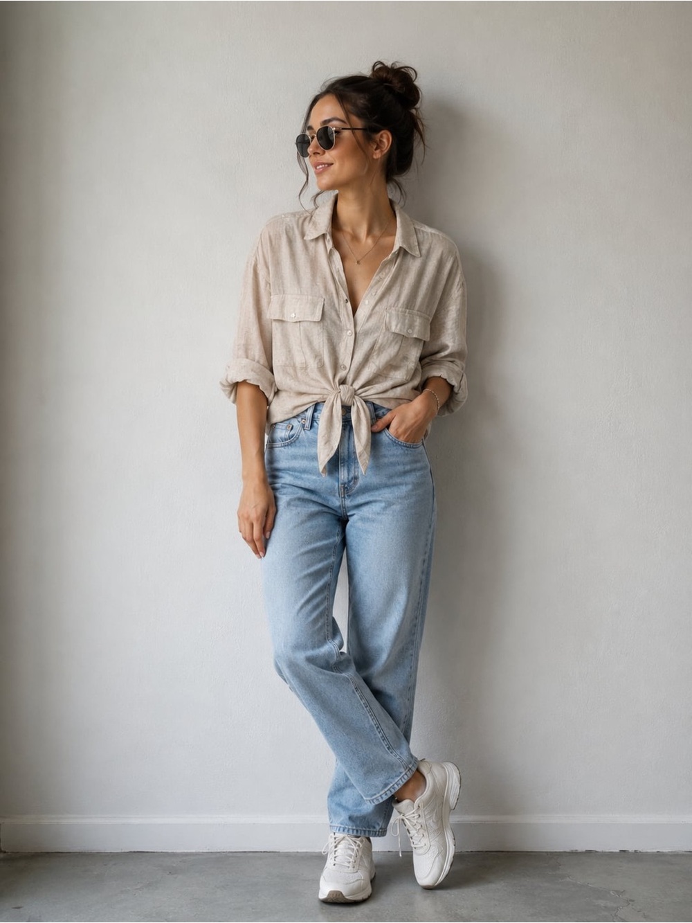 The Vintage Shop Light Wash Straight Leg Jeans - Blue